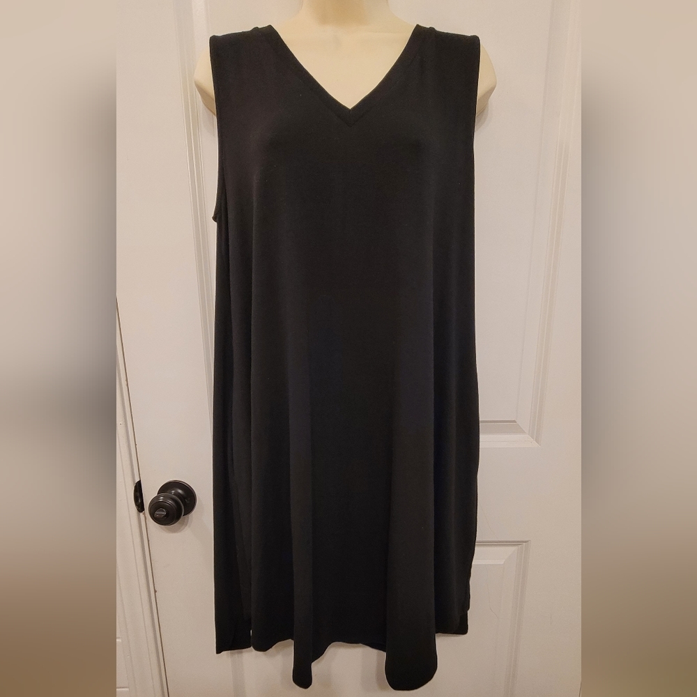 *SOLD* Zenana Premium Sleeveless A-line Dress Black Sz L - Picture 1 of 6